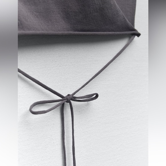 Zara Cropped Grey Wrap Top - Picture 7 of 10